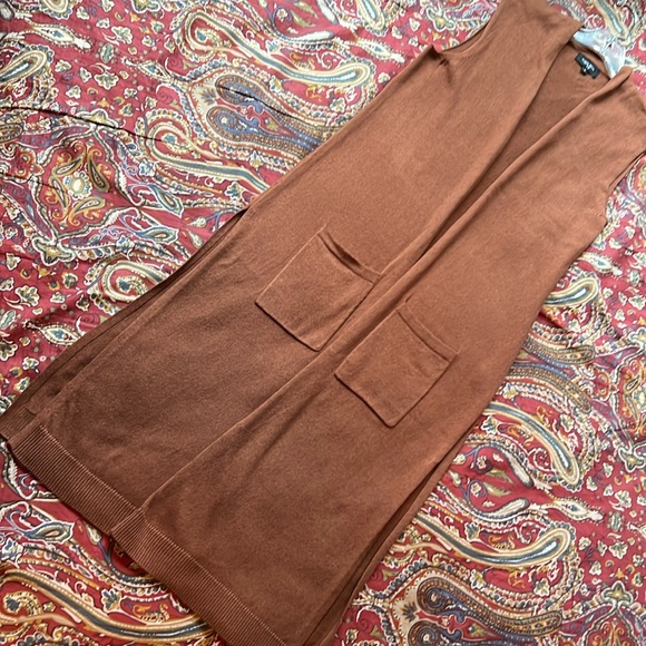 Long Knit Vest in Copper Color - Picture 2 of 7